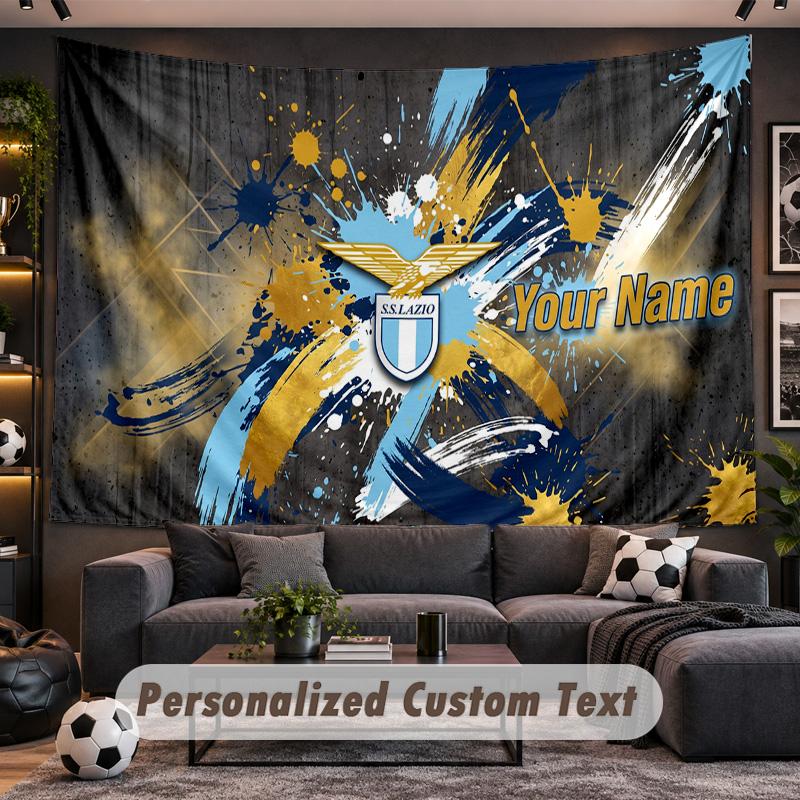 Lazio FC Personalized Tapestry Support Custom Name, Wall Art Home Decoration