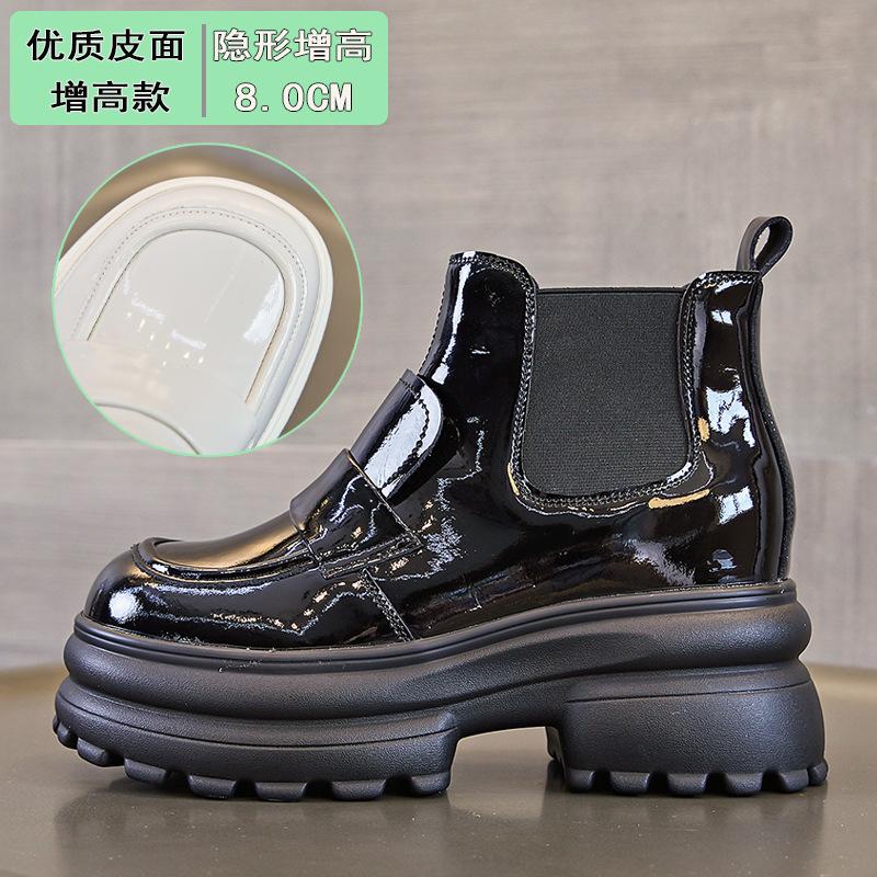 

Женские ботинки Мартин на толстой подошве, новые ботинки интернет-знаменитости 2025 года в том же стиле, короткие ботинки, кожаные ботинки на платформе, дышащие челси 34