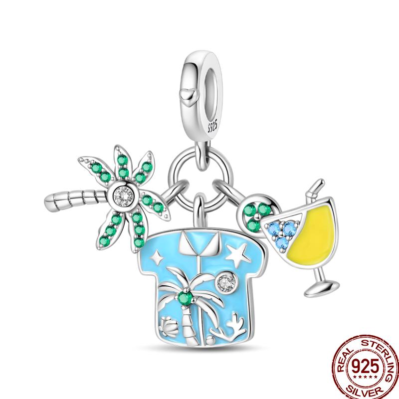 Copper Beach Ocean Vacation Drink Starfish Charm Beads Suitable Fit Pan Original Bracelet Diy Holiday Jewelry Gift