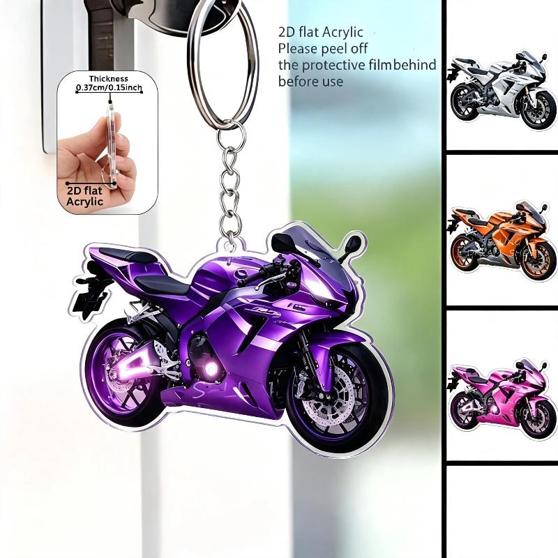 Breloc Acrilic Motocicletă Design Plat Realist 2D Pentru Entuziaști Decorațiune Geantă Chei