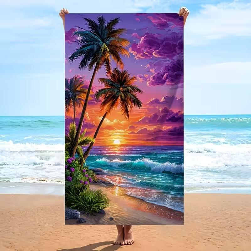 Beach Theme Beach Towel Starfish Shell Printing Microfiber Quick Drying Absorbent Large Bath Towel