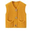 2025 Autumn/Winter Women's V-Neck Sleeveless Three-Button Knit Cardigan Vest