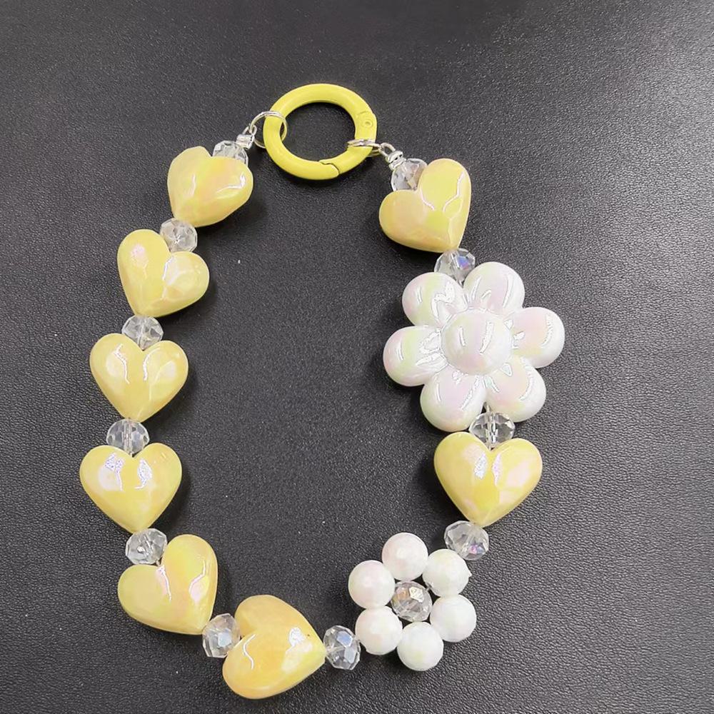 

Цветной телефонный брелок с бисером в виде солнца, украшение на сумку, подарок для студента жёлтый