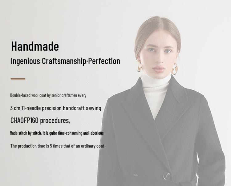 Women's Double-Sided Wool Blend Belted Overcoat for Autumn/Winter 2024