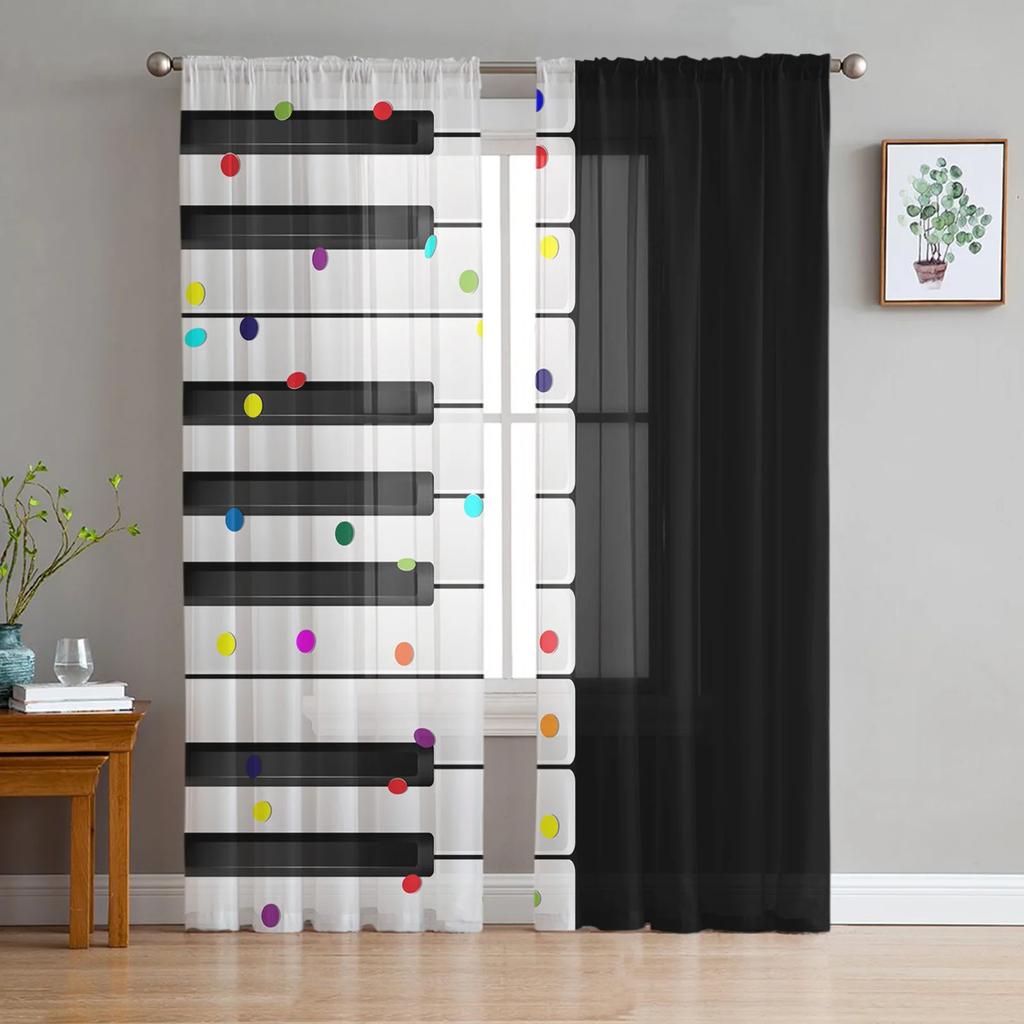 Pug Dog Music Funny Curtain Living Room Voile Window Blinds Bedroom Tulle Drape Kitchen Cortinas Hall Curtains With Sheer Polyester Perfect For Great