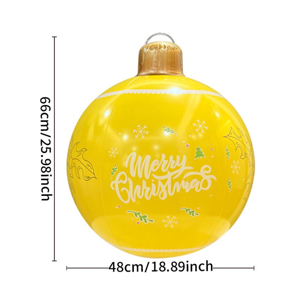 48cm Christmas Inflatable Ball Pendant Colored Xmas Print Ball Decoration Ornament Celebration Ball Party Home Festive Decor
