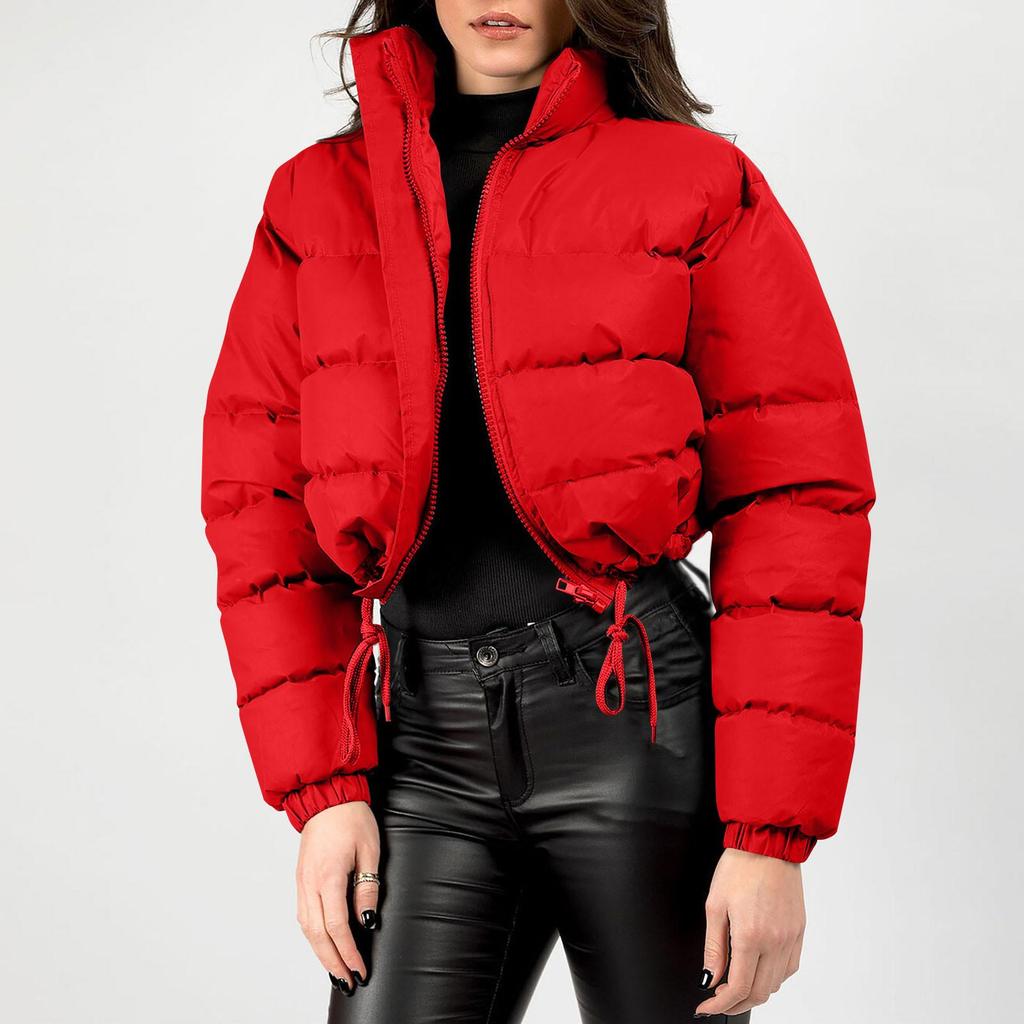 Giacca da donna in cotone a maniche lunghe e corte, con colletto rialzato, alla moda, in cotone