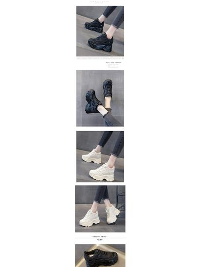 Damen 2025 Vielseitige Schlankmachende Sportliche Dad-Schuhe - Schwarz, 8cm, Kleine Größe