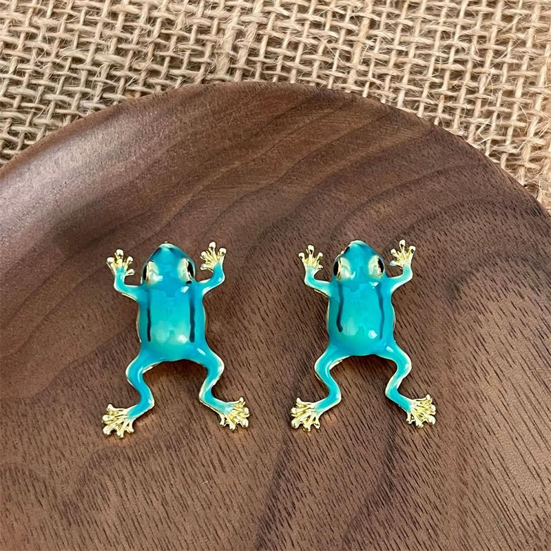 Creative Cute Animal Frog Toad Earrings For Women Aesthetic Design Gothic Funny Green Frog Stud Earring Girls Party Jewelry Gift