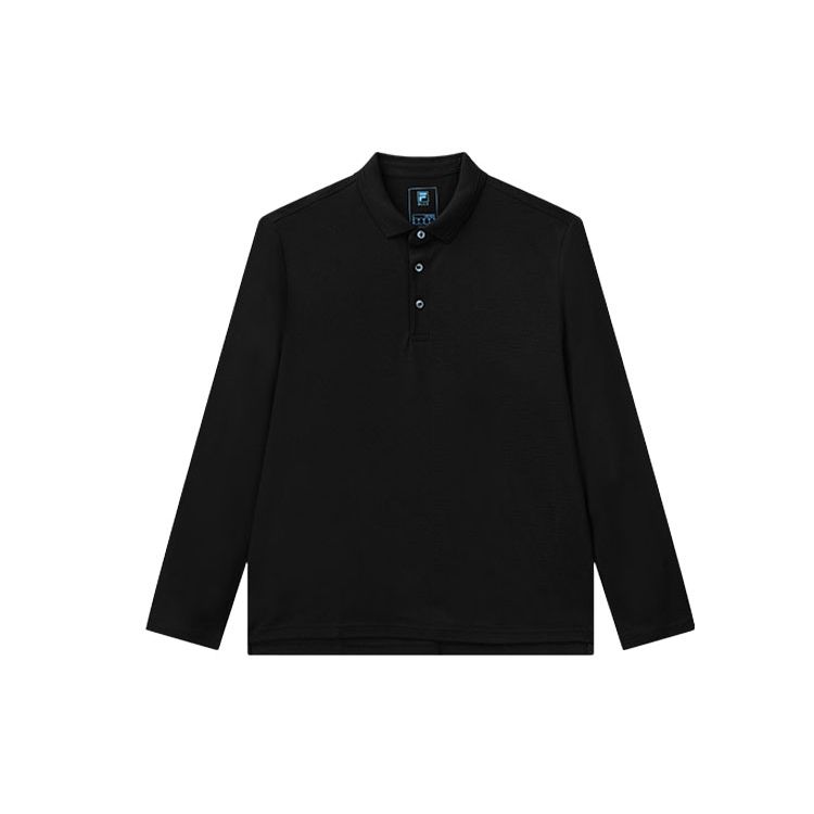 FILA Casual Comfortable Business Long Sleeve Polo Shirt Men tops Black F11M112202F-BK