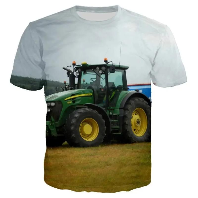 Cool 3D Tractor Print Kids Clothes Boys Tshirt Short Sleeve Fashion Children Summer Clothes Outdoor Active Children's Clothing