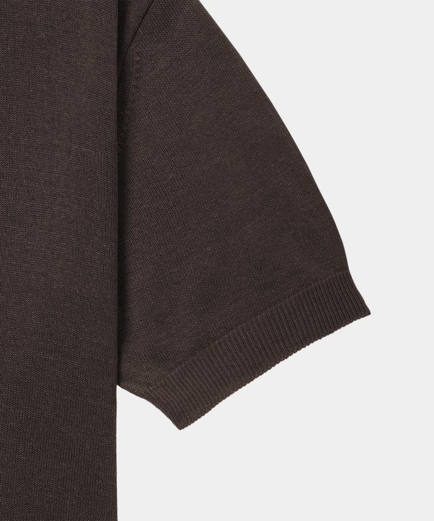 Dekkoloso Summer Cool Touch Henley Neck Short Sleeve Knit [Brown]