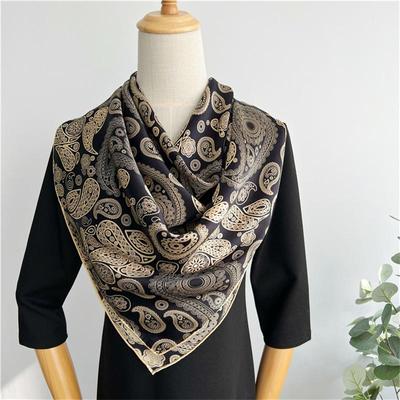 110*110 Cm Square Silk Scarf Women's Fashion Printed Small Neck Scarf Office Women's Hair Belt Folar Handkerchief Women's Handkerchief Shawl Scarf