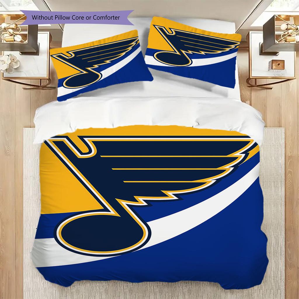 St. Louis Blues Pattern Bedding Quilt Set Quilt Cover Pillowcase Home Decoration Birthday Gift (1 * duvet cover + 2 * pillowcase, without core)