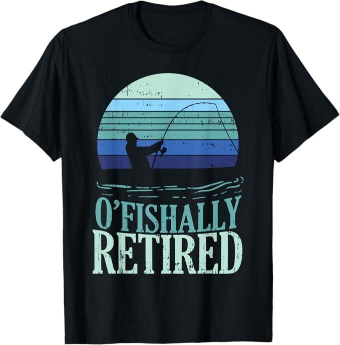 Ofishally Retired Fishing Retro Retirement Dad Men Gift T-Shirt