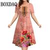Summer Short Sleeve Clothing Colorful Print Women's Dresses Casual Fashion Plus Size Loose Pullover Elegant Dress For Woman