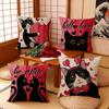 Valentine Cat Pillow Cover Double Sided 2D Print Soft Polyester Throw Pillow Cover Living Room Bedroom Sofa Decor Romantic Gift