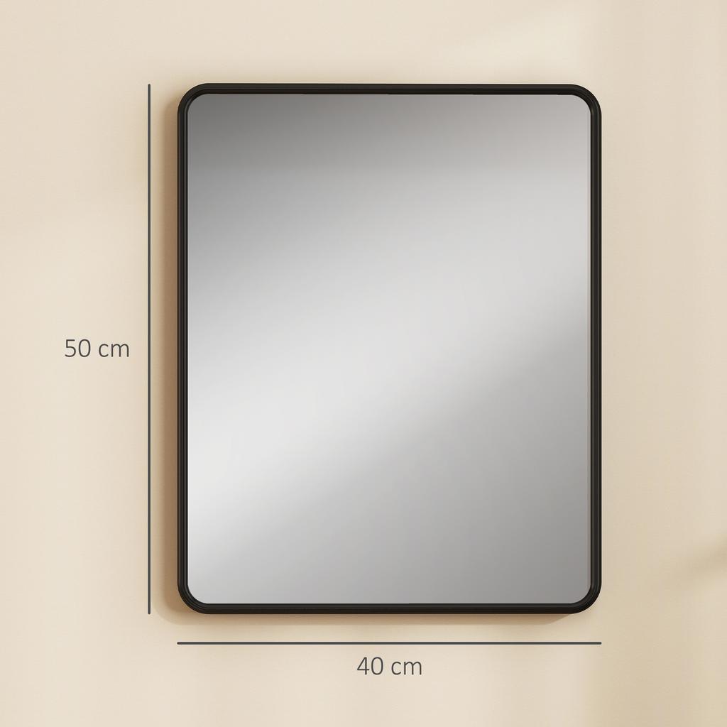 Rectangular Wall Mirror with HD Glass - Black