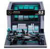 Kyosho BURAGO Petronas F1 Team PIT PASS Set W15 Russell X Paddock BUR38452R 1/43 Mercedes-AMG No.63 G. (Crew 6pcs, Garage)