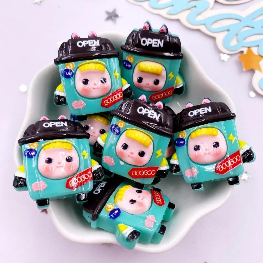 10PCS Resin Colorful Cartoon Milk Trash Can Vegetable Bag Flat Back Stone Figurines Scrapbook DIY Bow Decor Accessories