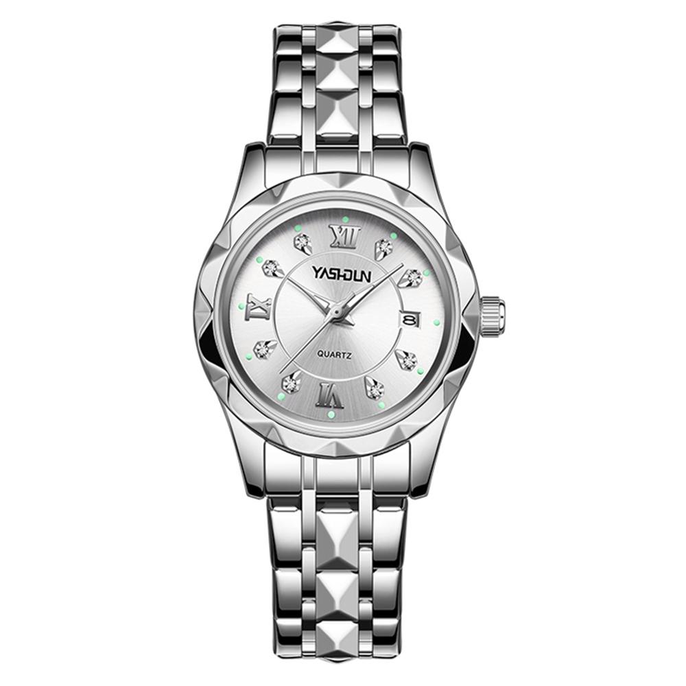 

YASHIDUN 5064 Stylish Women Quartz Watch Steel Strap Luminous Calendar Wrist Watch B