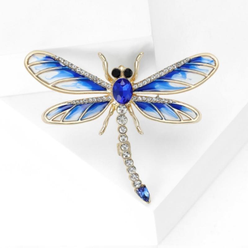 Fashion Alloy Enamel Dragonfly Brooch High-End Versatile Rhinestone Animal Brooch Women'S Clothing Corsage Jewelry Accessory