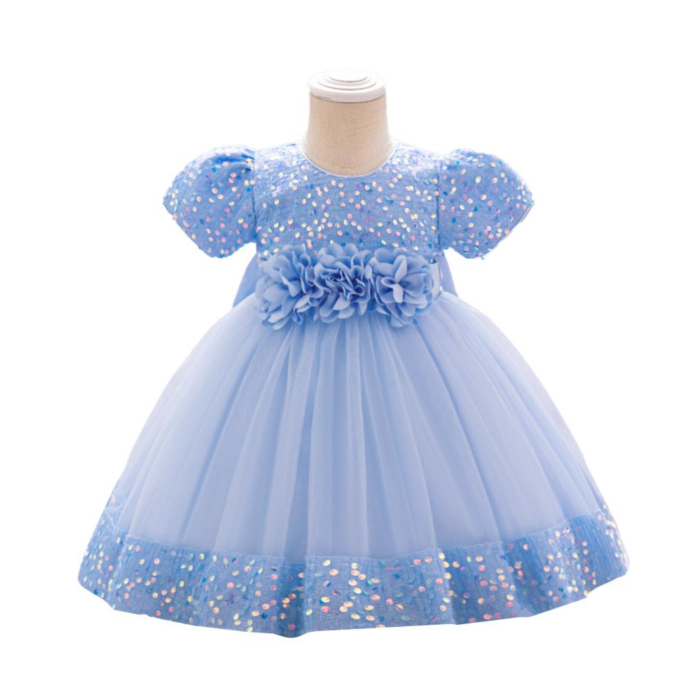 Kids Sequin Birthday Dress Summer Wedding Flower Girls Dress Toddler Baptism 1st Birthday Dress Baby Girl Clothes Princess Wedding Party Kids Costume