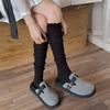 Female Fall Fashion New Line of Lace Vertical Stripe Calf Pile Pile Socks