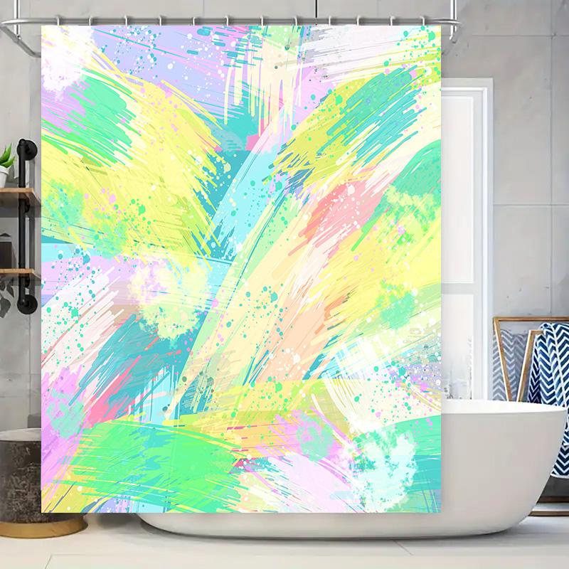 

Brightly Colored Shower Curtain With Abstract Art For Bathroom Decor Modern Waterproof Fabric Various Sizes Available W60H190(CM)-1 Pcs