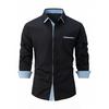 Men Top Spring Autumn Casual Business Shirt White Black Blue Loose Classic Shirts Lapel Neck Long Sleeve Shirts