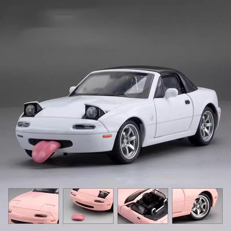 Miniature 1/32 Mazda MX5 Alloy Diecast Metal MX-5 Toy Car Model Vehicle Sound & Light Collection Hobbies Gifts for Children Boys Kids