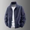 Men's Lightweight Stand-Up Collar Jacket, Multi-Pocket, Loose Fit, Plus Size, Spring/Autumn for Middle-Aged & Elderly.