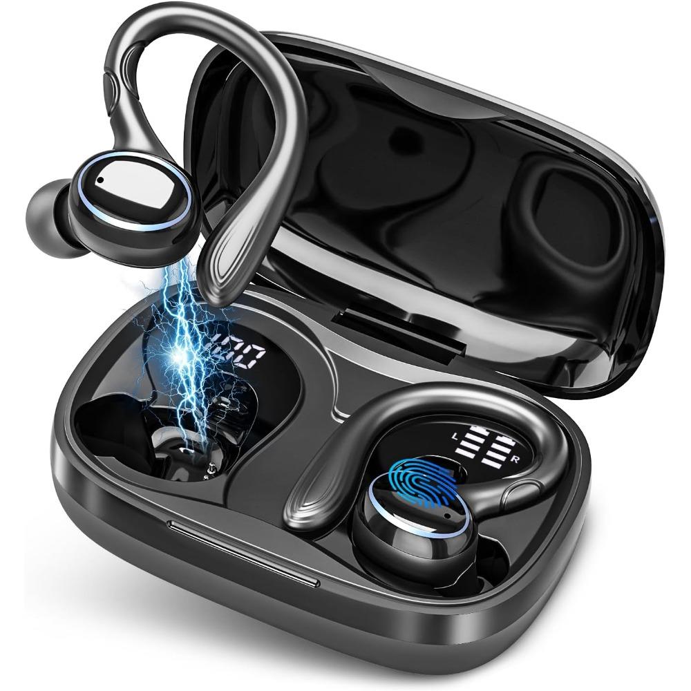 

Беспроводные наушники Bluetooth наушники 56 часов воспроизведения наушники IPX7 водонепроницаемые спортивные наушники беспроводной зарядный футляр накладные заушники головка черный чёрный