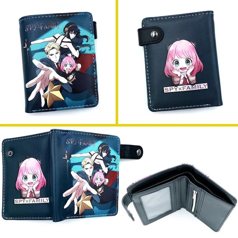 Anime Loid Anya Forger Yor PU Short Folding Wallet Coin Purse with Interior Zipper Pocket