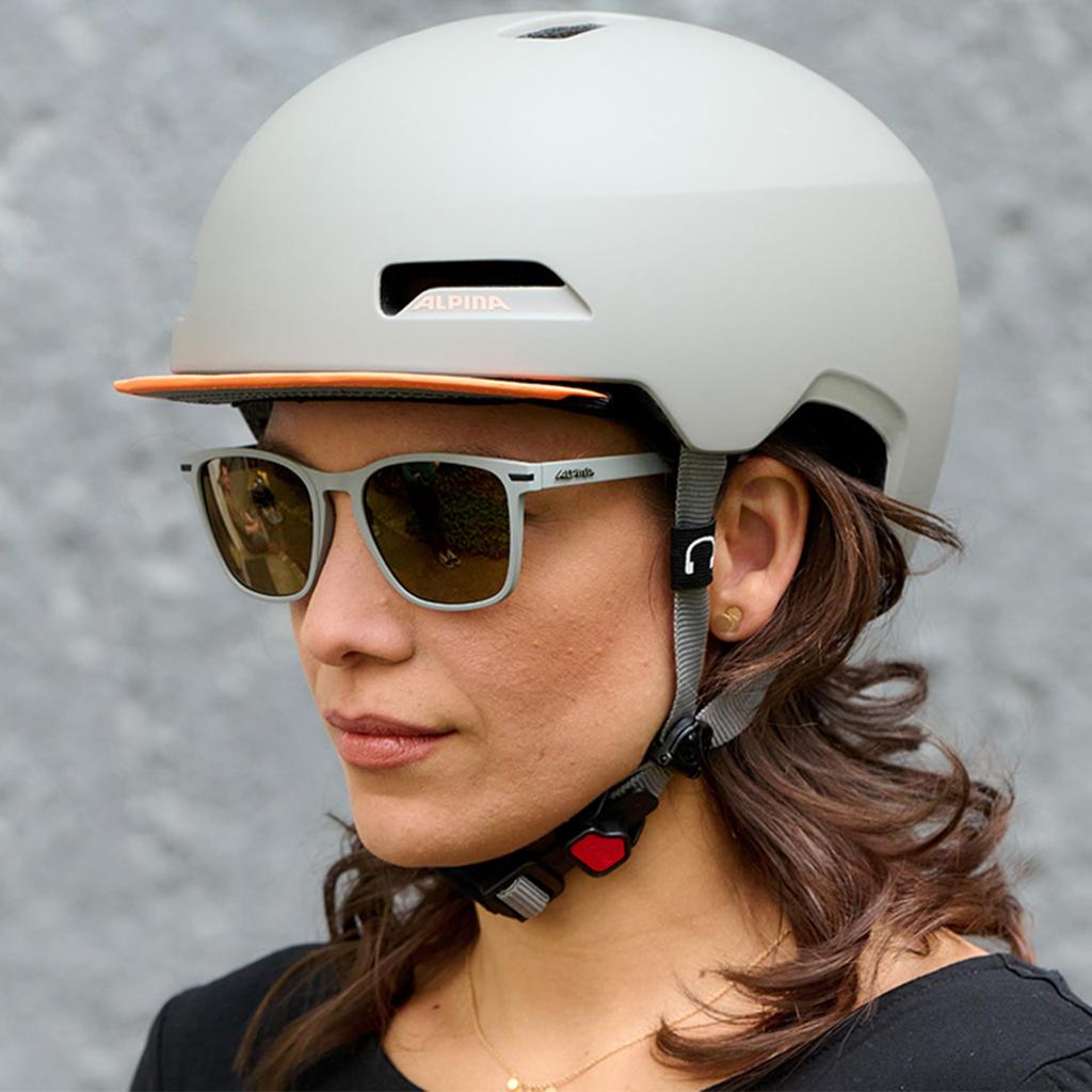 ALPINA Brooklyn Bicycle Helmet with Fabric Visor and LED CE Sizes Light, Certified, 52-57cm