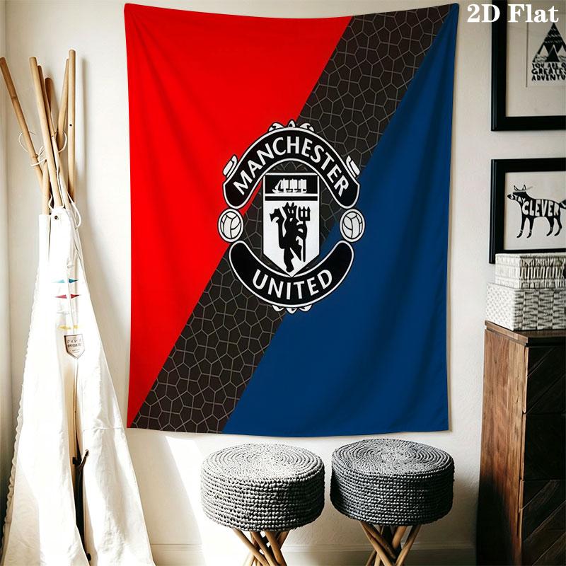 Man Utd M Wall Hanging Printed Fabric Blanket Decorative Tapestries for Bedroom Living Room Home Decor