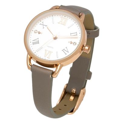 [Feldarbeit] Damenuhr Analog Lederarmband Zifferblatt Stein Elegant Grau Lassie JN010-5 Grau