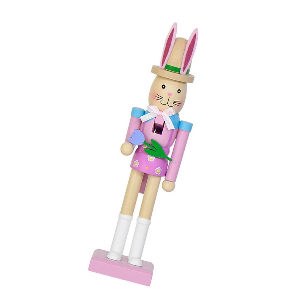Wooden Easter Rabbit Nuts Figurine Ornament Festival Decoration for Tabletop Display and Holiday Party Decorations