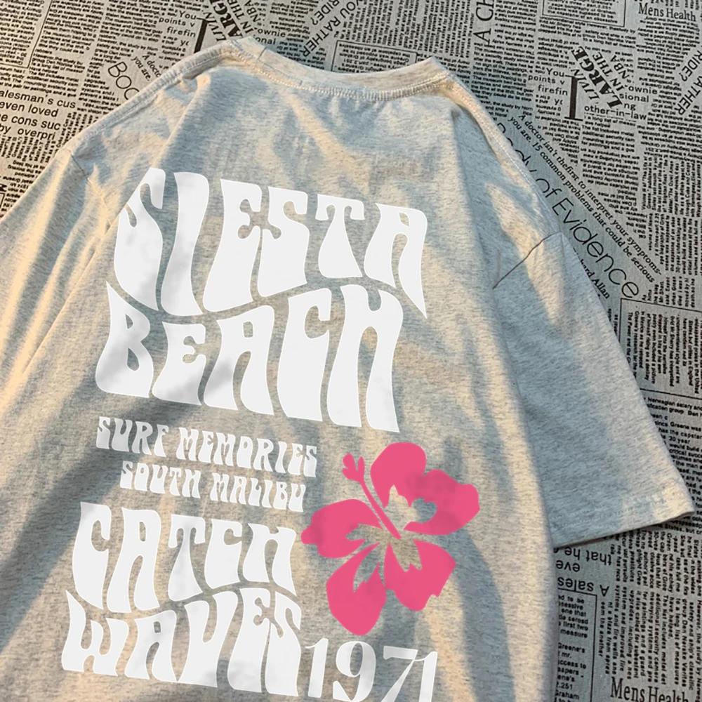 Siesta Beach Catch Waves 1971 Pánské Dámské Tričko Značková Kvalita Krátký Rukáv Oversize Hip Hopové Tričko Kulatý Výstřih Bavlna Volné Topy