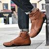 Quality Genuine Leather Men Casual Shoes Winter Handmade Mens Boots Slip on Male Work Boots Comfortable Walking Sneakers