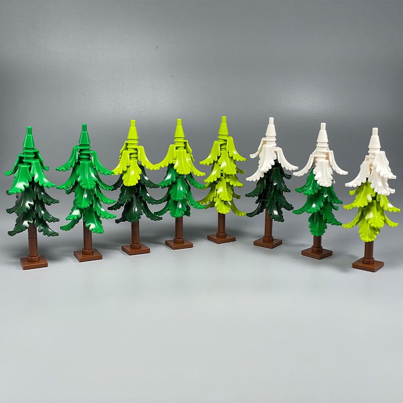 DIY Pine Tree Model Kit - Snowy Christmas Tree Street Forest Compatible with Building Blocks & Assemble Particles