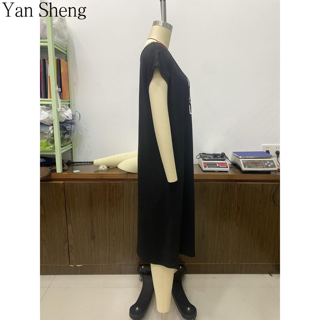 Women Nightgown Off‑Shoulder Letter Print Short Sleeve Nightdress Thin Sexy Loose Home Wear for Summer Sleepwear