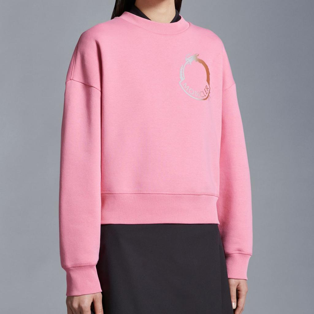 Moncler SS24 Year Of The Dragon Series Dragon Logo Patch Fleece Drop Shoulder Sweatshirt Women Sweatshirt Pink J10938G00010M3929528