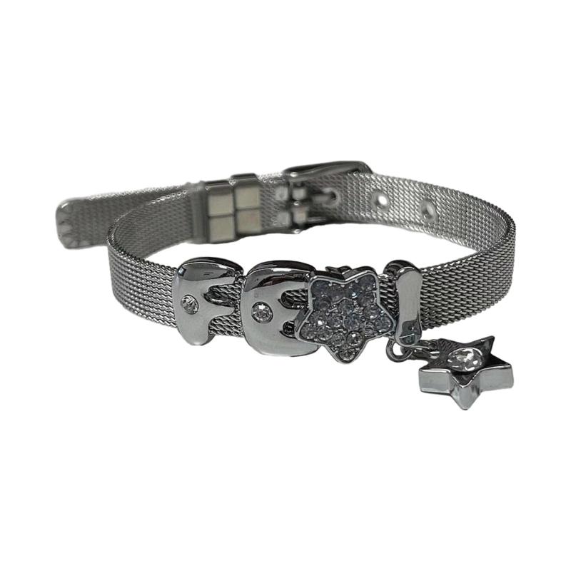 Subkulturní kožené nastavitelné náramky Jednoduché retro dopaminové náramky Všestranné s diamanty Hvězda Písmeno Široké náramky