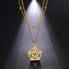 Cazador Pentagram Pentagonal Pendant Necklace for Women Heart Star Geometric Stainless Steel Chain Necklaces Jewelry Wholesale