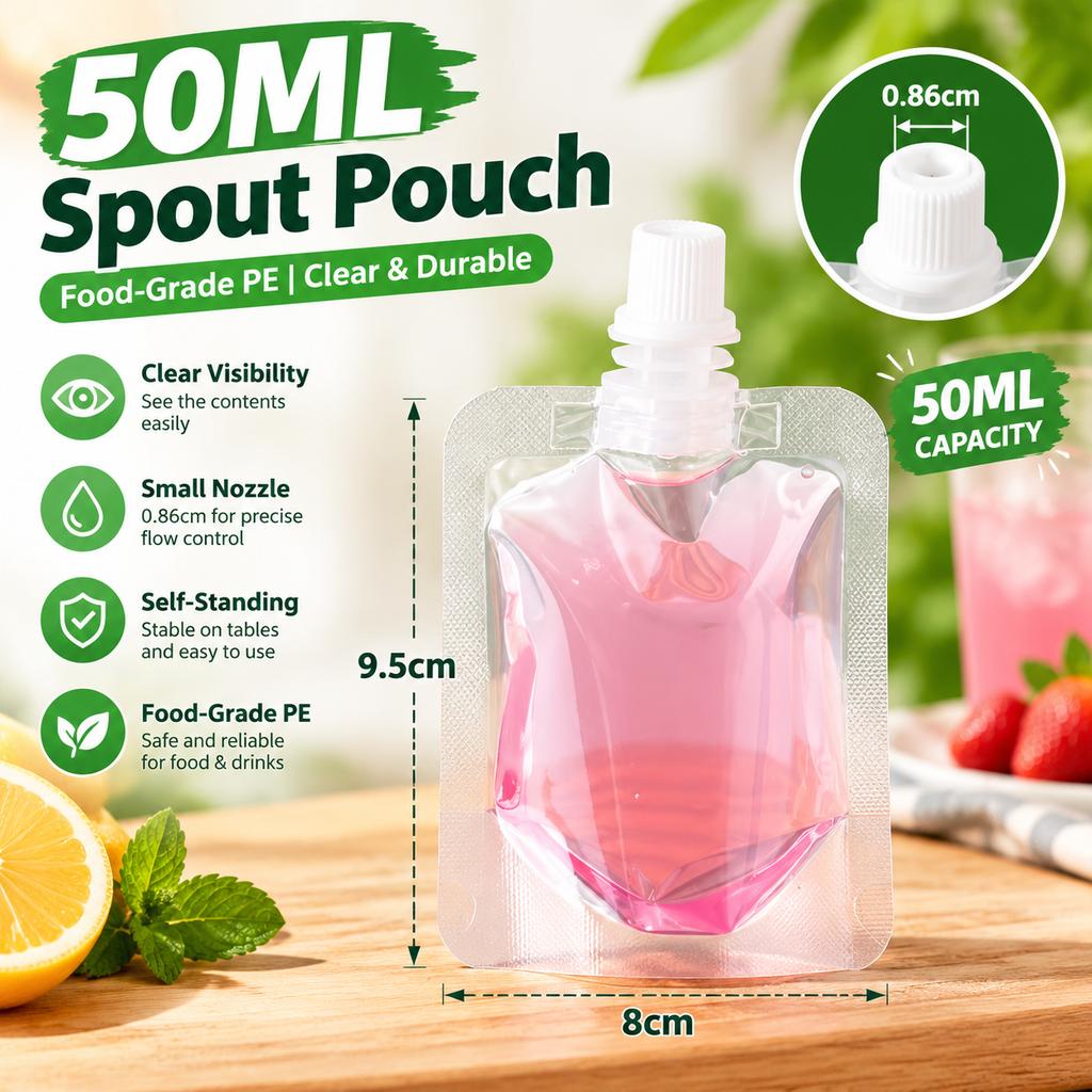 Food-Grade PE Spout Pouch Self-Standing Beverage Bag with Small Nozzle