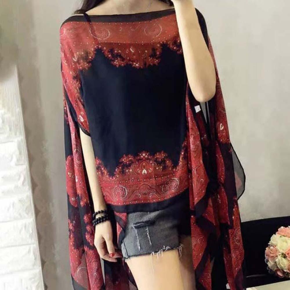 With Buckle Sunscreen Thin Large Scarf Breathable Seaside Vacation Cloak  for Mom