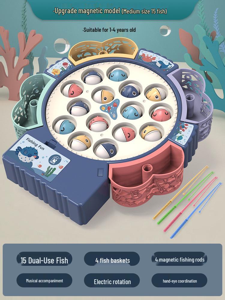 Magnetic Fishing Toy with Music: Educational Rotating Playset for Kids