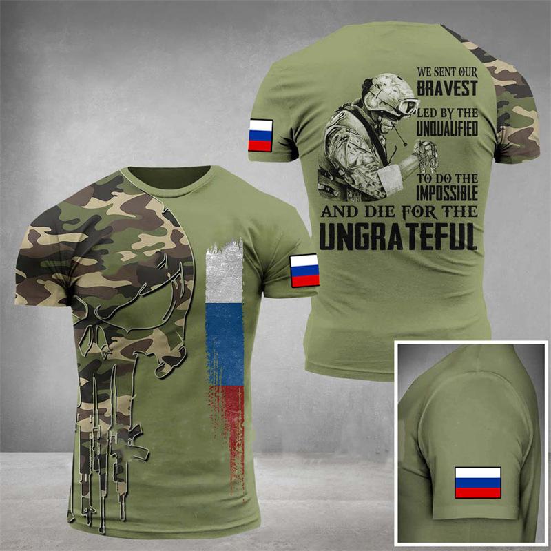 3D europeisk og amerikansk tilfeldig soldat rund hals løs kortermet kamuflasje angrepsteam herre-t-skjorte