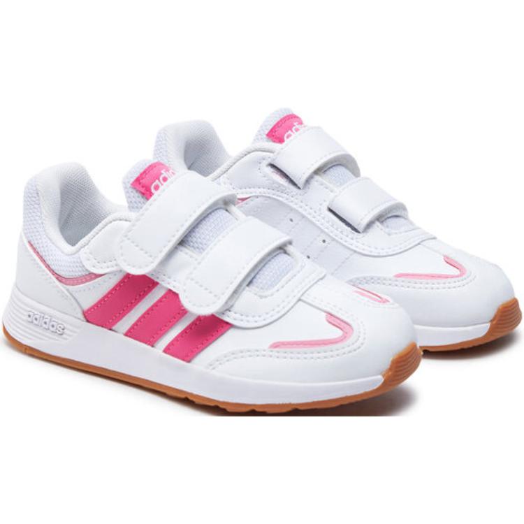Adidas Tensaurs Switch Cf Soft Comfortable Durable Low Top Casual Shoes Kids Casual Shoes White Pulse-Magenta Blessing-Pink JI1052